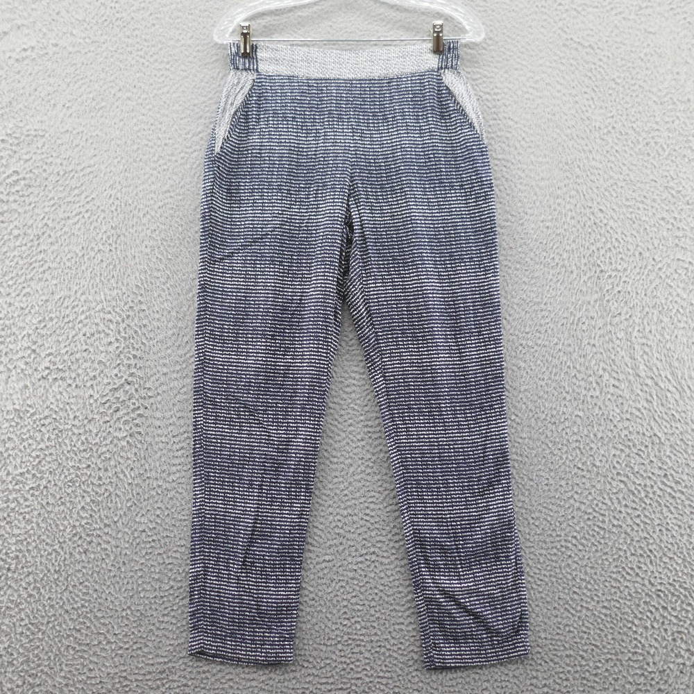 Cabi Womens Strand Ankle Pants Size Small Blue White Striped Pull On Pockets